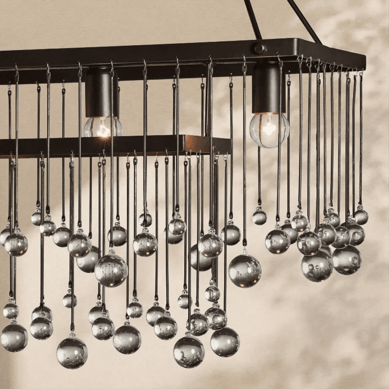 Aubrey Crystal Ball Rectangular Chandelier 47'' 60'' - Cyran Lamps