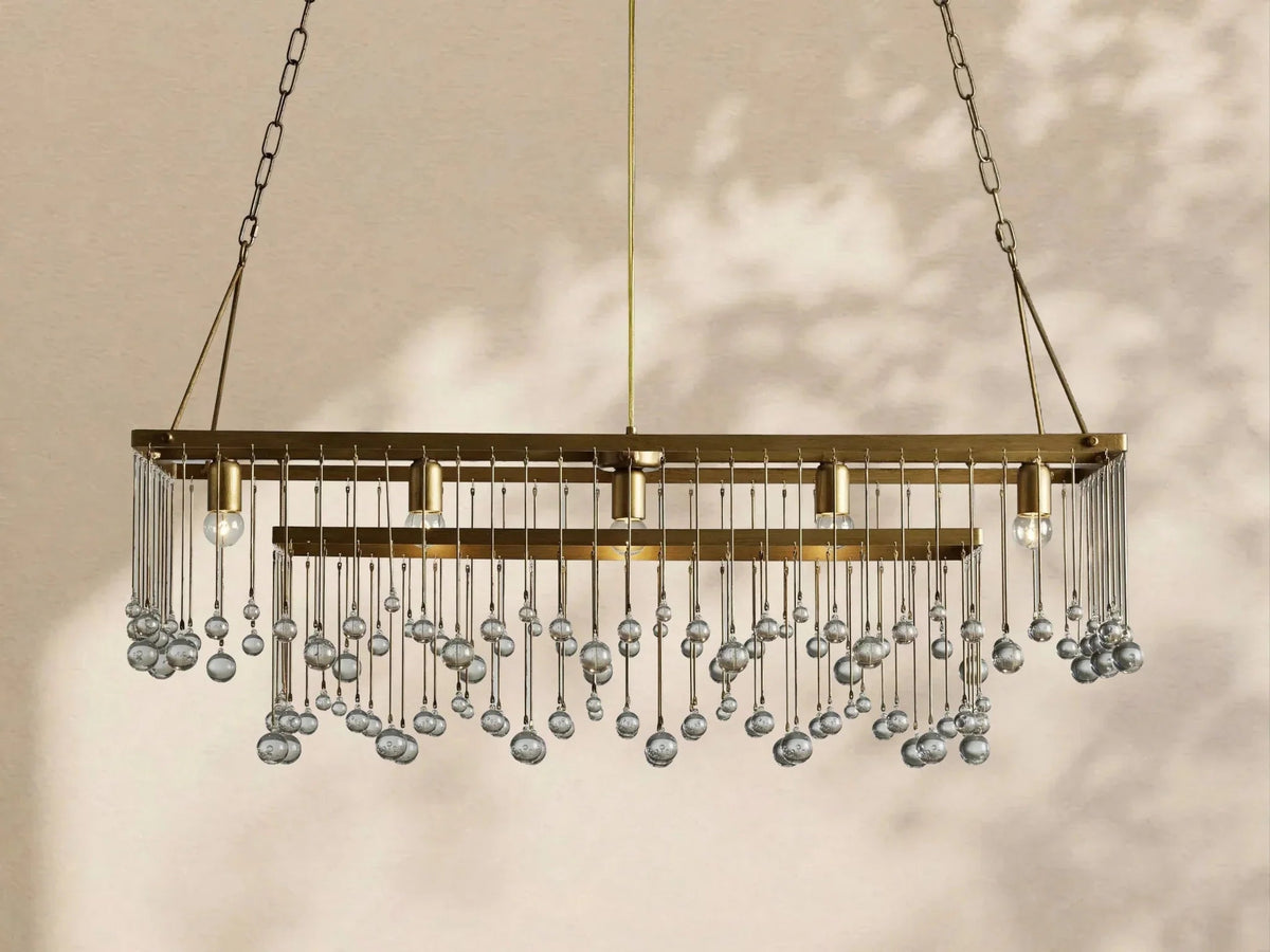 Aubrey Crystal Ball Rectangular Chandelier 47'' 60'' - Cyran Lamps