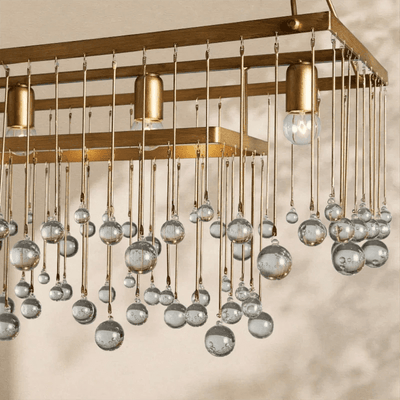 Aubrey Crystal Ball Rectangular Chandelier 47'' 60'' - Cyran Lamps