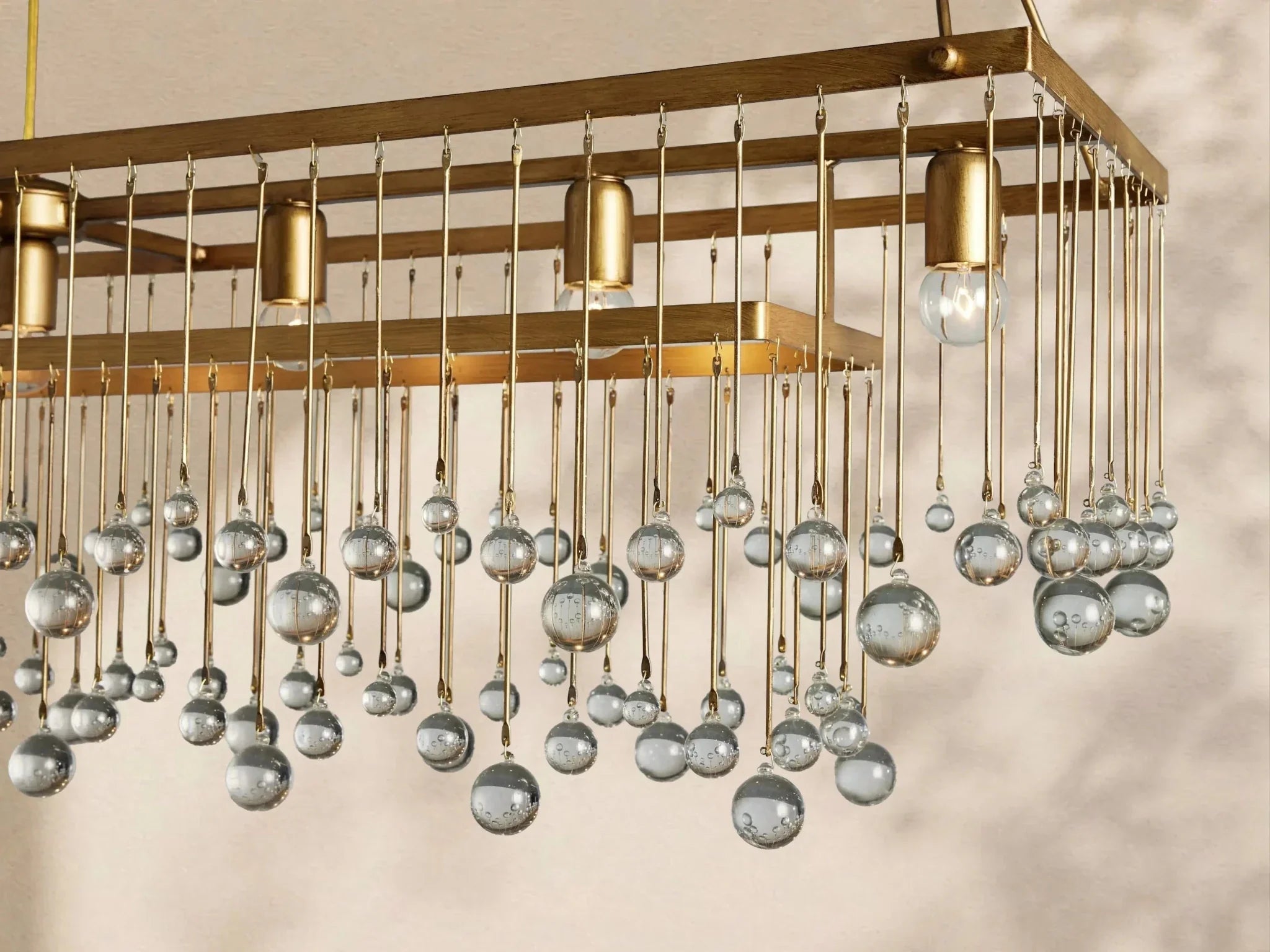 Aubrey Crystal Ball Rectangular Chandelier 47'' 60'' - Cyran Lamps
