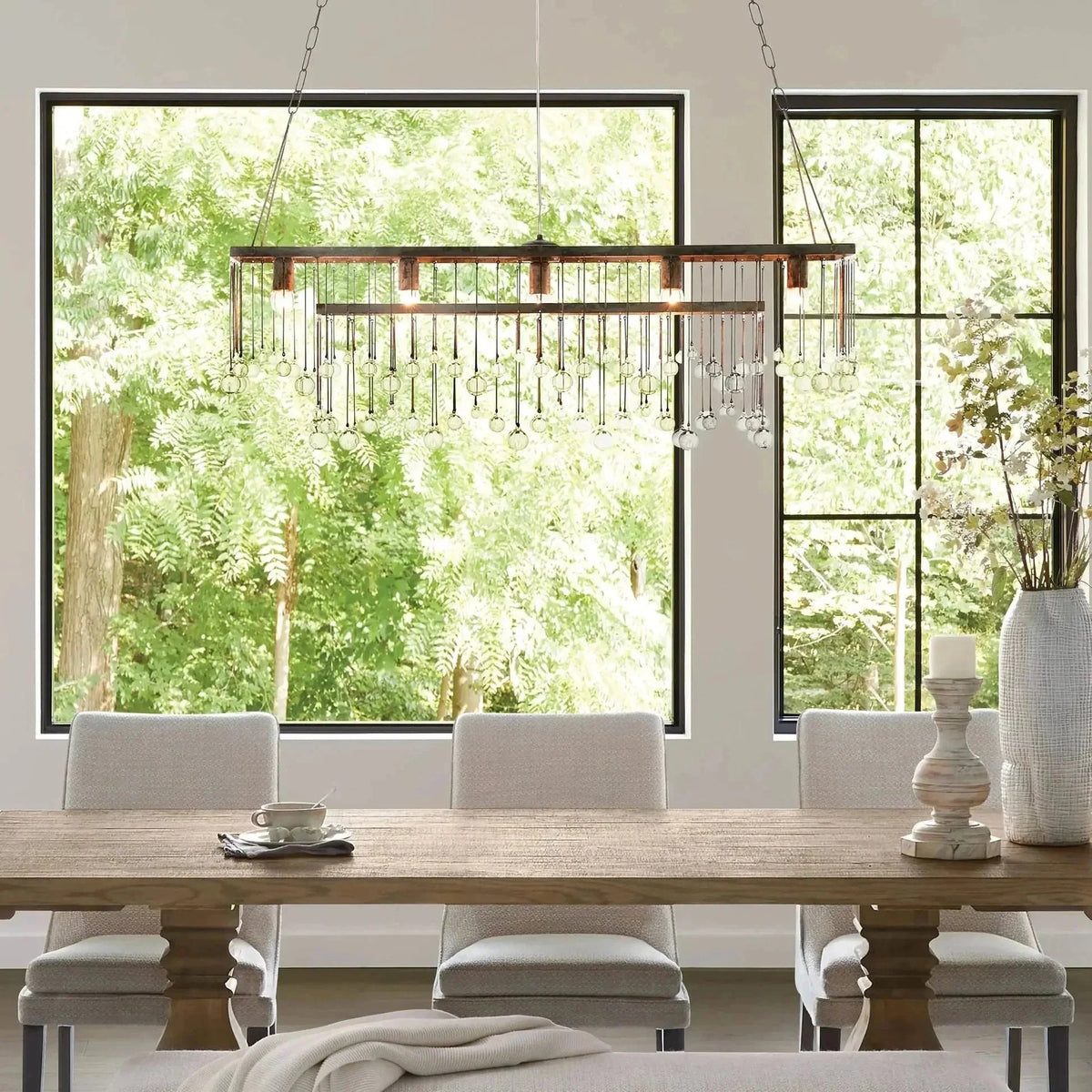 Aubrey Rectangular Chandelier 47''60'' - cyranlamps