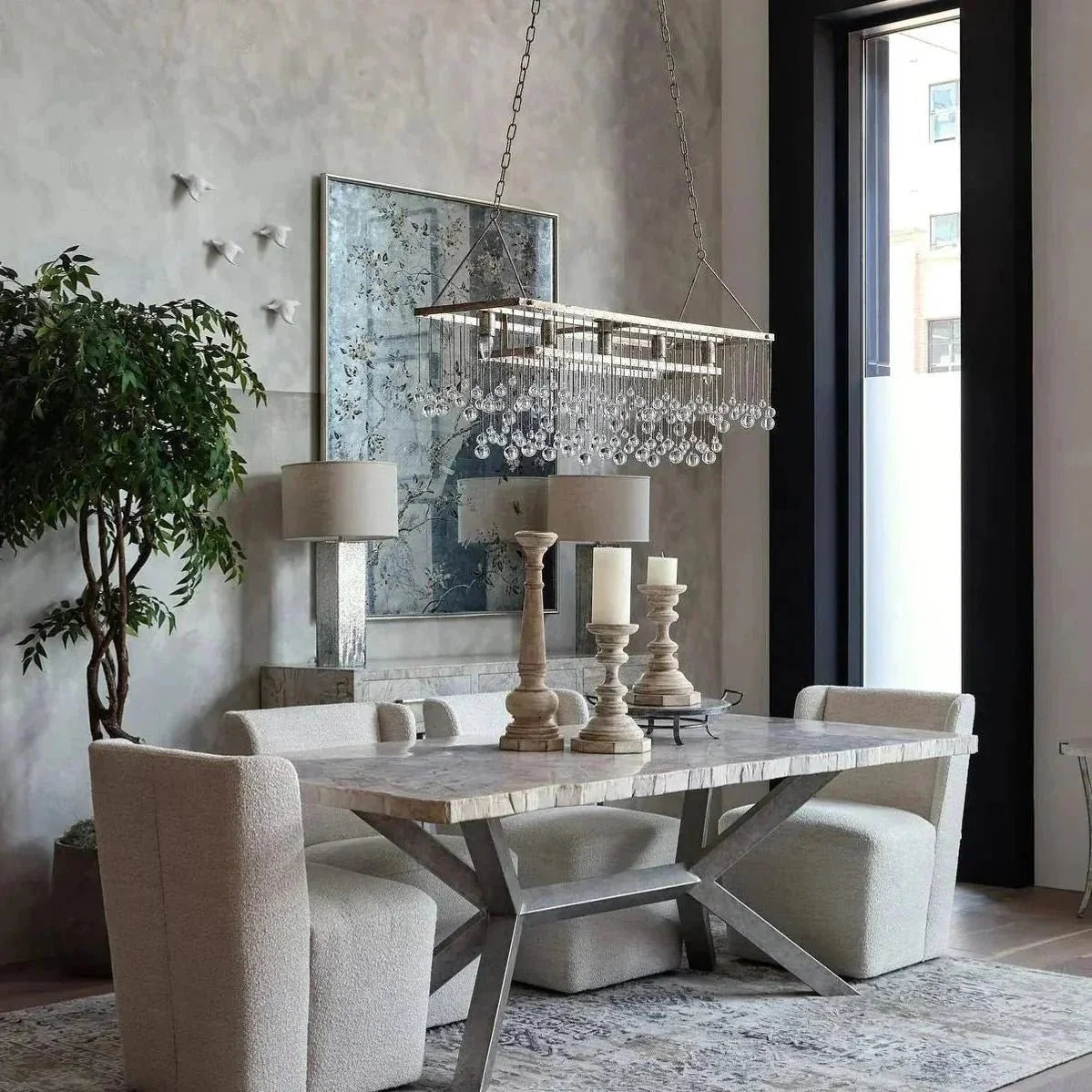 Aubrey Rectangular Chandelier 47''60'' - cyranlamps