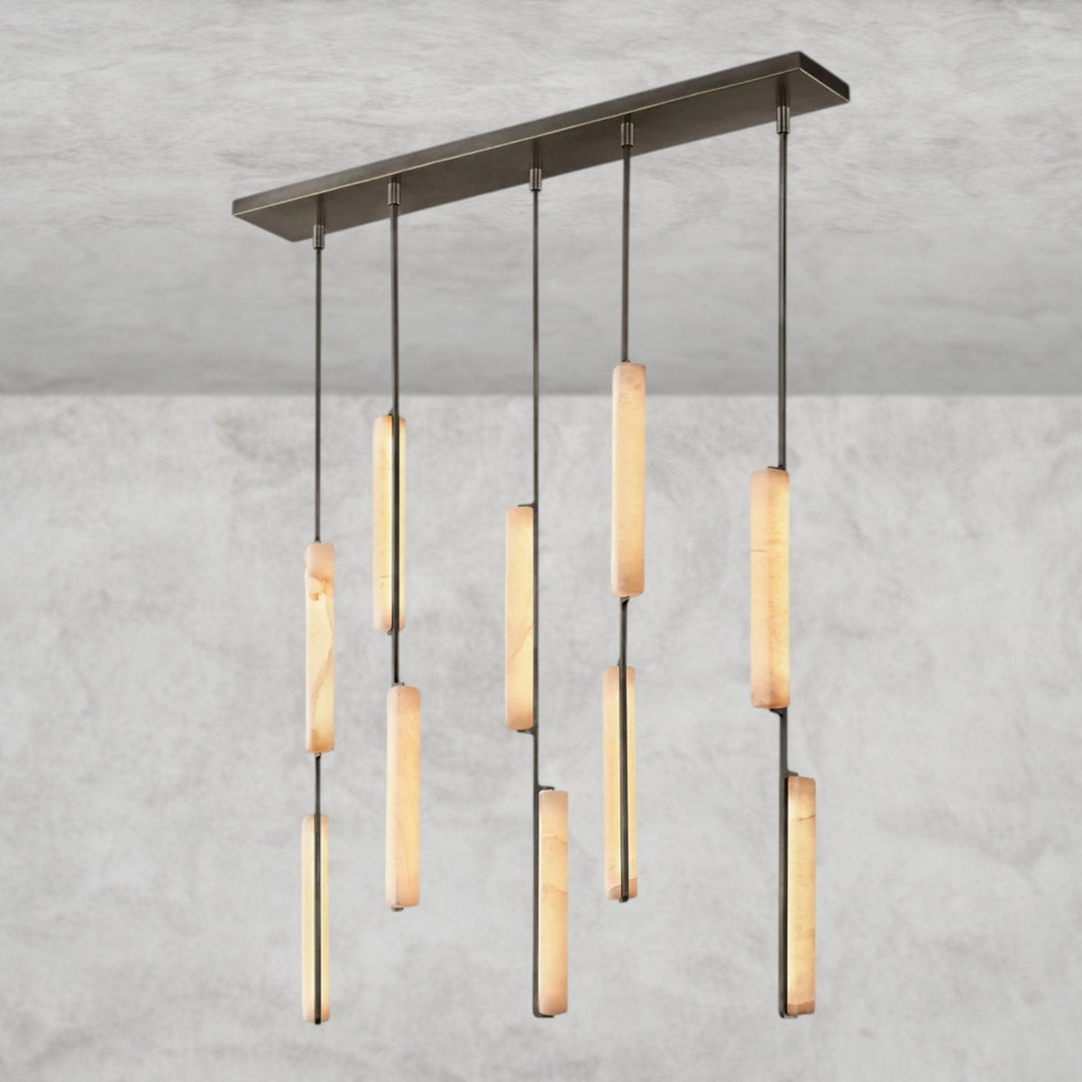 Audaben Alabaster Linear Chandelier 54" - cyranlighting
