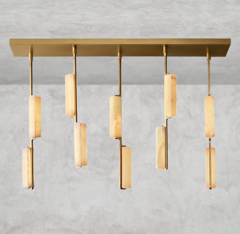 Audaben Alabaster Linear Chandelier 54" - cyranlighting