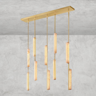 Audaben Alabaster Linear Chandelier 54" - cyranlighting