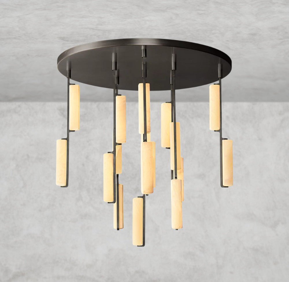 Audaben Alabaster Round Chandelier 24", 40", 56" - cyranlighting