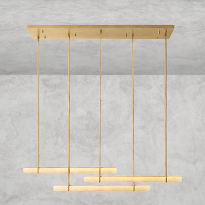 Audaben Alabaster Triple Bar Linear Chandelier - cyranlighting
