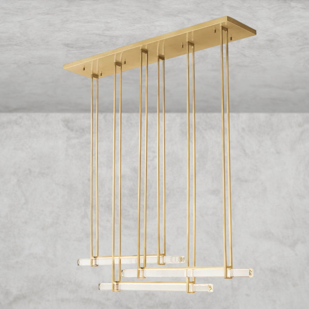 Audaben Crystal Triple Bar Linear Chandelier 60", 72" - Cyran Lamps