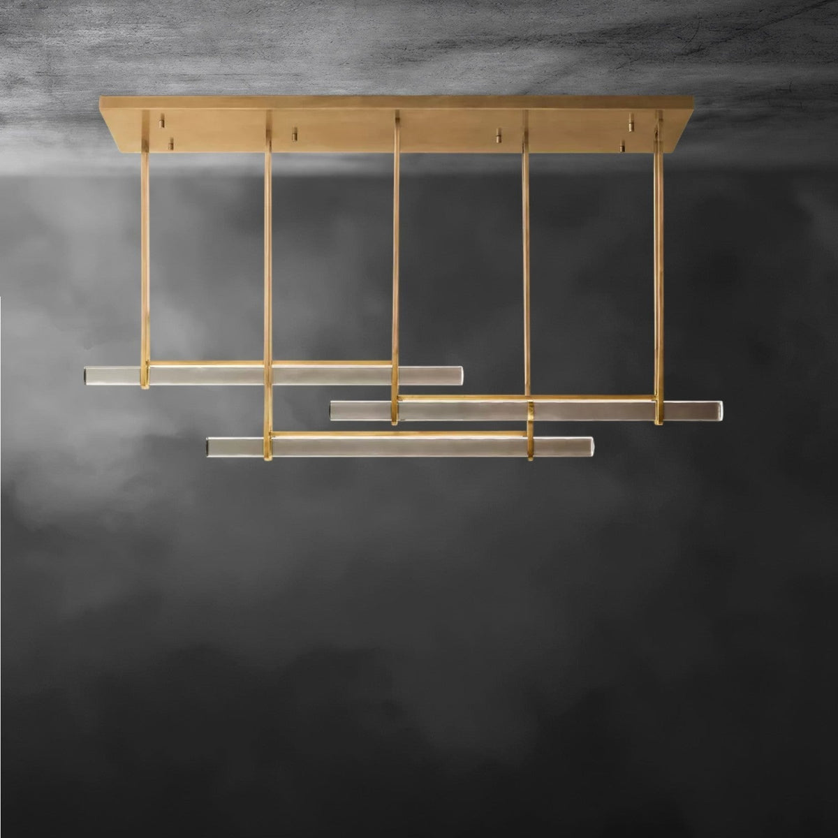 Audaben Crystal Triple Bar Linear Chandelier 60", 72" - Cyran Lamps
