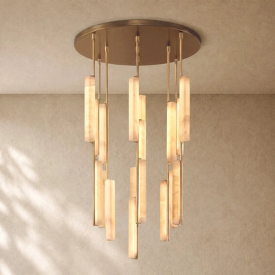 Audubom Alabaster Round Chandelier - 40’’ / Brass / Classic