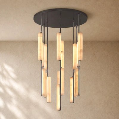 Audubom Alabaster Round Chandelier - 40’’ / Bronze / Classic