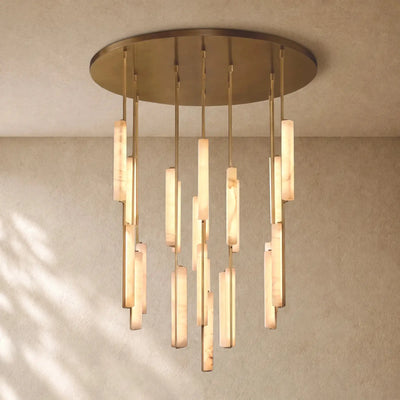 Audubom Alabaster Round Chandelier - 56’’ / Brass / Classic