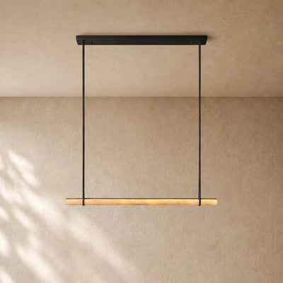 Audubom Alabaster Single Bar Linear Chandelier - Bronze / Classic