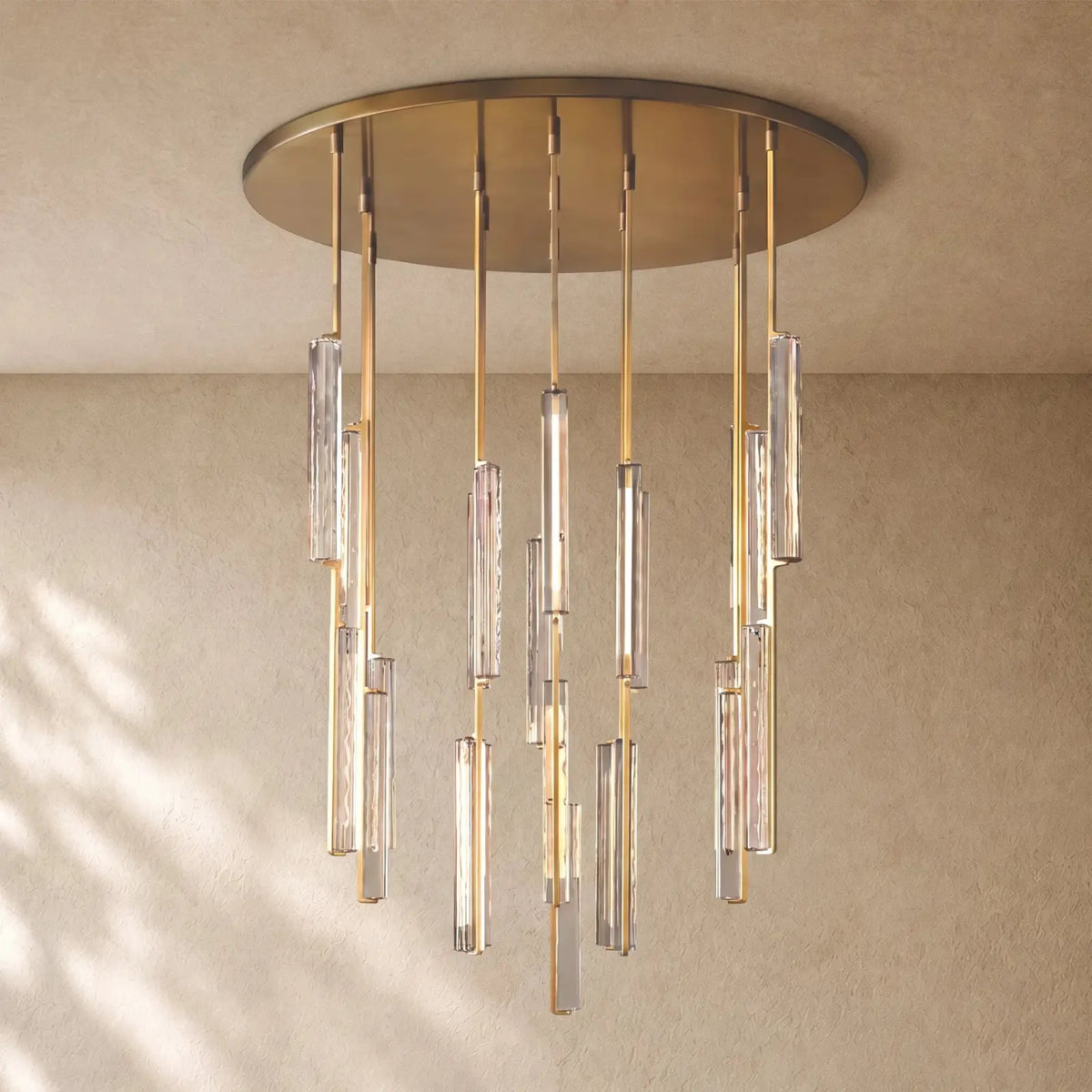 Audubom Crystal Round Chandelier - 56” / Lacquered Burnished Brass / Classic