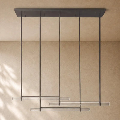 Audubom Crystal Triple Bar Linear Chandelier - 60’’ / Bronze / Classic