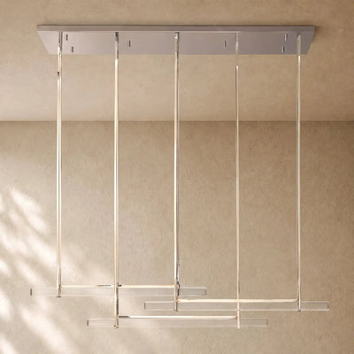 Audubom Crystal Triple Bar Linear Chandelier - 60’’ / Polished Nickel / Classic