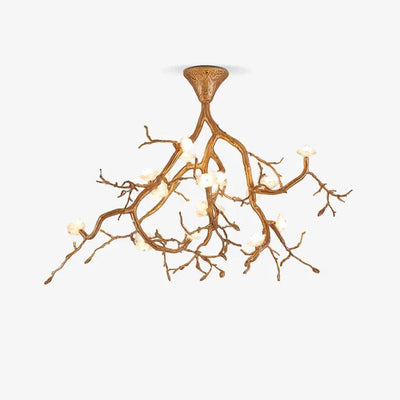 Aurelia Golden Branch & Porcelain Bloom Chandelier - Cyran Lamps