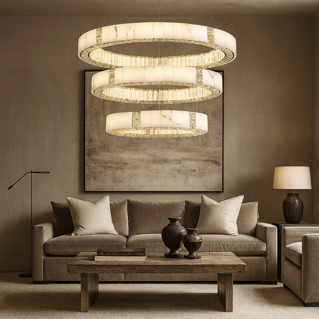 Aurelia Marble & Crystal Chandelier - cyranlamps