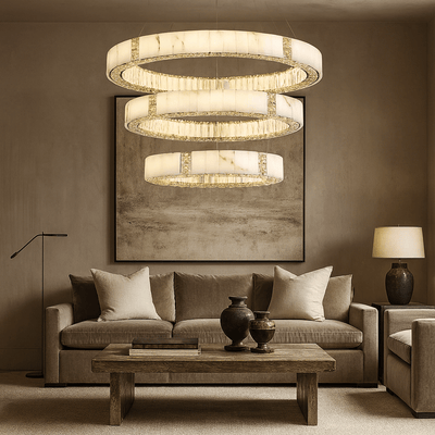 Aurelia Marble & Crystal Chandelier - cyranlamps