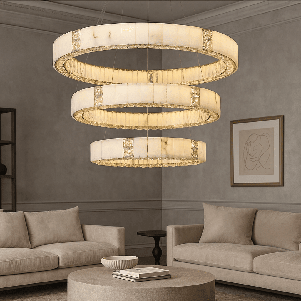 Aurelia Marble & Crystal Chandelier - cyranlamps