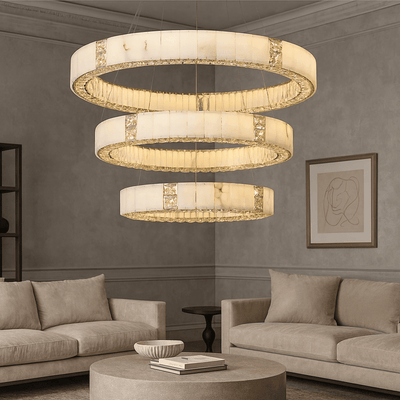Aurelia Marble & Crystal Chandelier - cyranlamps
