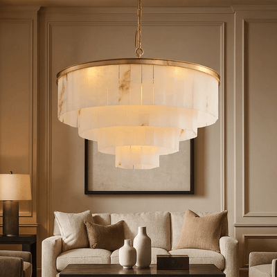 Aurora Marble Round Chandelier - cyranlamps