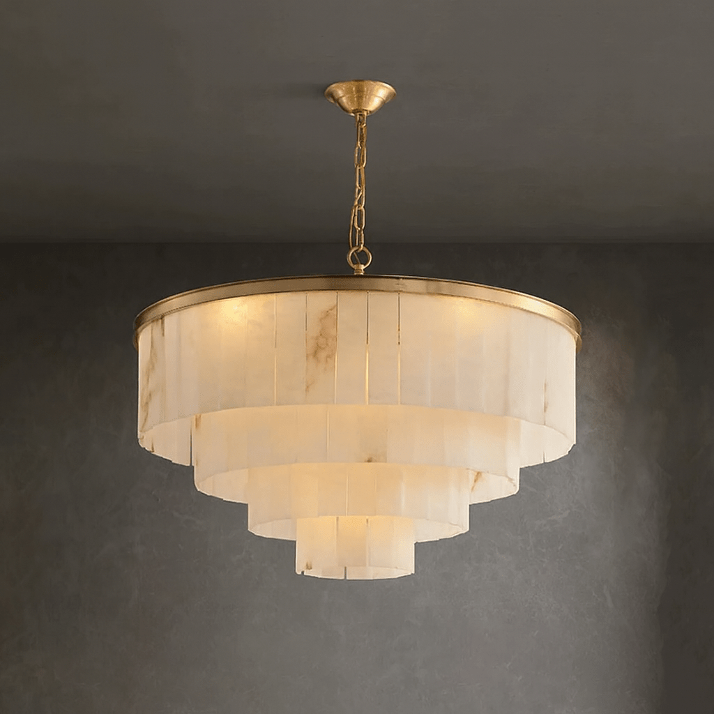 Aurora Marble Round Chandelier - cyranlamps