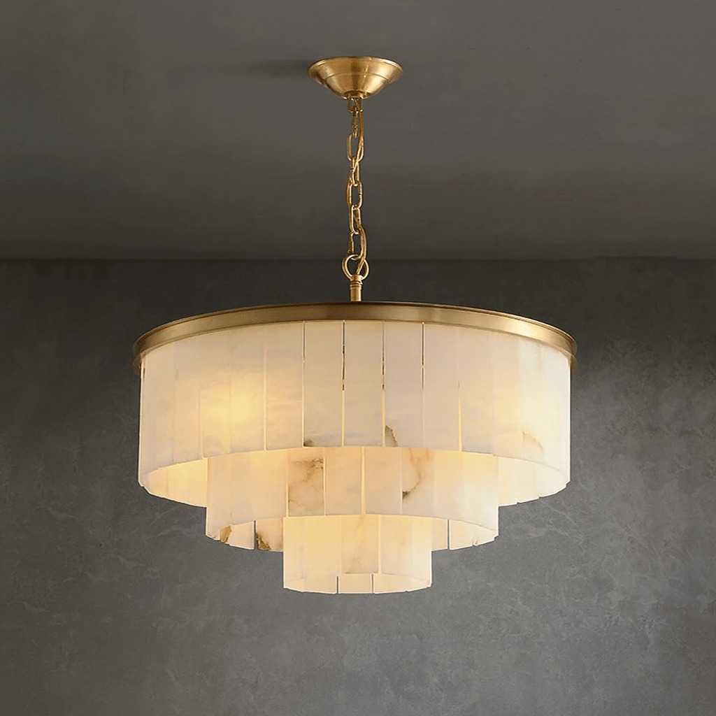 Aurora Marble Round Chandelier - cyranlamps