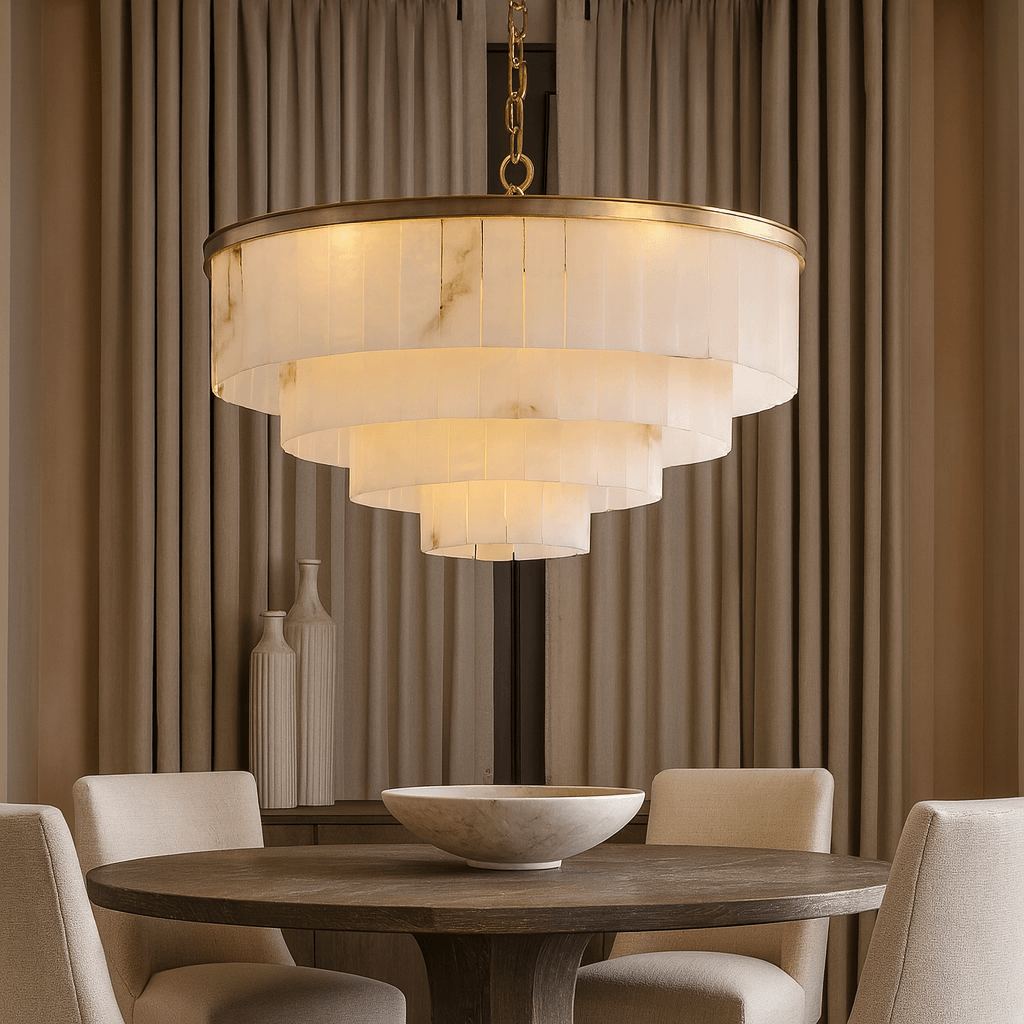 Aurora Marble Round Chandelier - cyranlamps