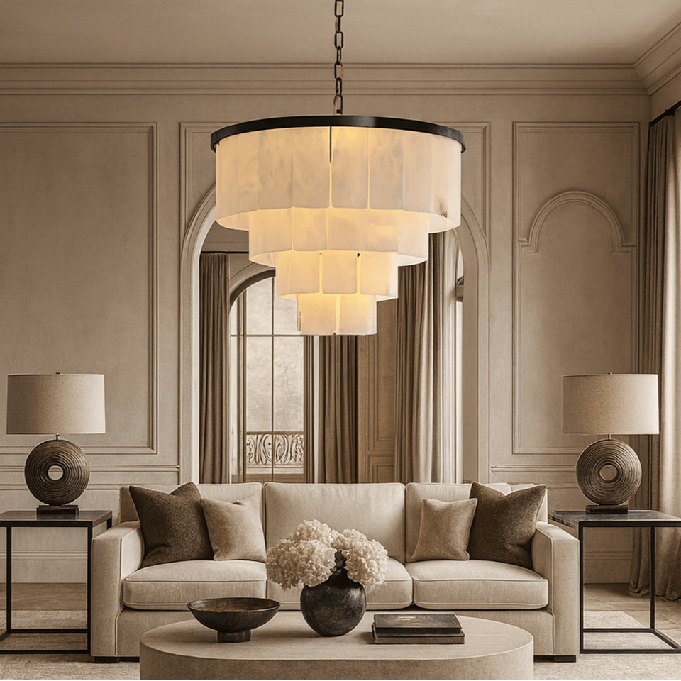 Aurora Marble Tiered Chandelier - cyranlamps