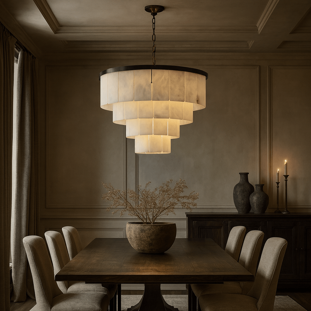 Aurora Marble Tiered Chandelier - cyranlamps