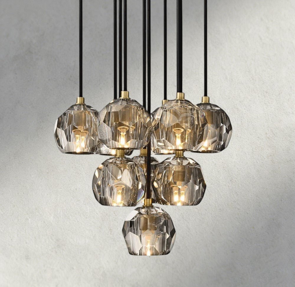 Beula De Cristal Clear/ Smoke Glass Round Cluster Chandelier 14", 19", 24", 30", 40" - cyranlighting