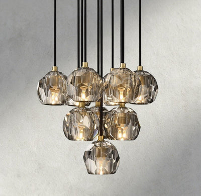 Beula De Cristal Clear/ Smoke Glass Round Cluster Chandelier 14", 19", 24", 30", 40" - cyranlighting
