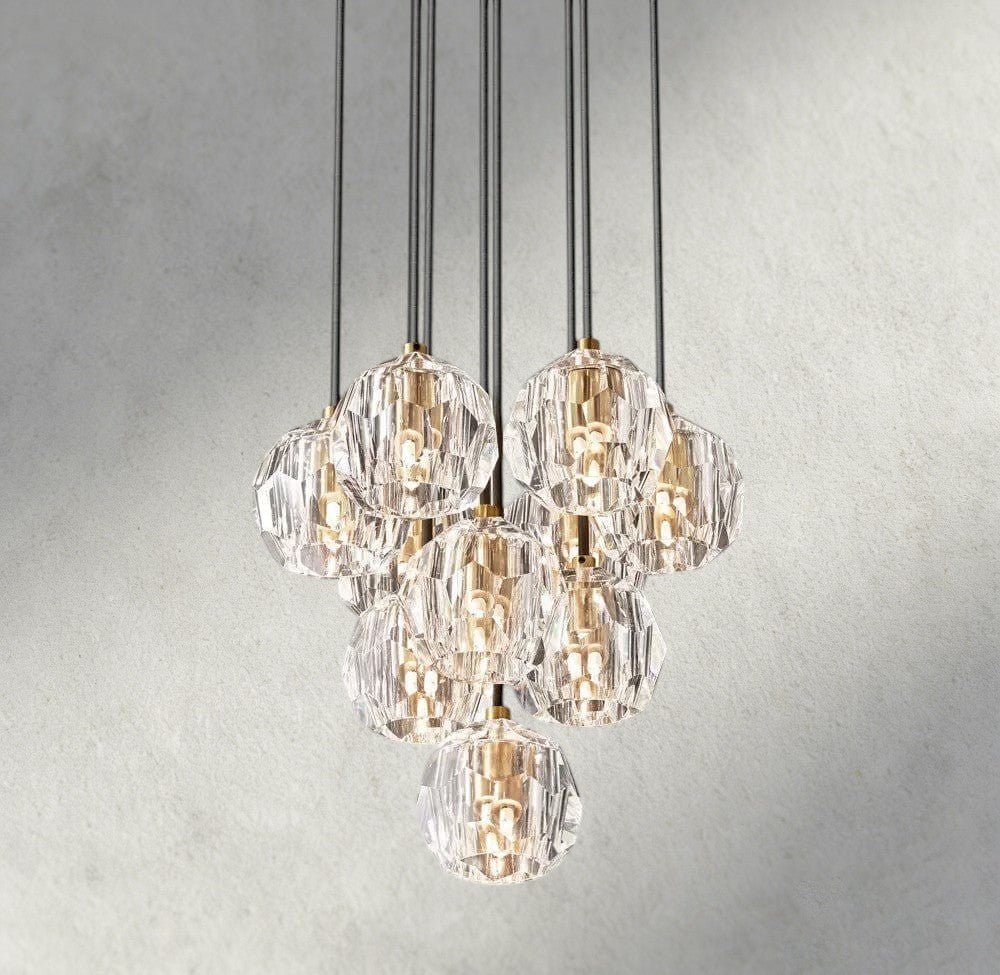 Beula De Cristal Clear/ Smoke Glass Round Cluster Chandelier 14", 19", 24", 30", 40" - cyranlighting