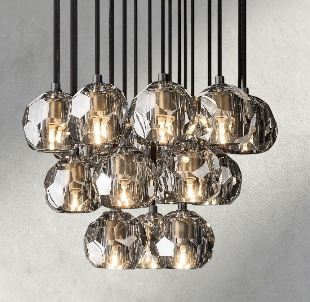 Beula De Cristal Clear/ Smoke Glass Round Cluster Chandelier 14", 19", 24", 30", 40" - cyranlighting