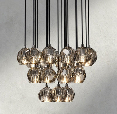 Beula De Cristal Clear/ Smoke Glass Round Cluster Chandelier 14", 19", 24", 30", 40" - cyranlighting
