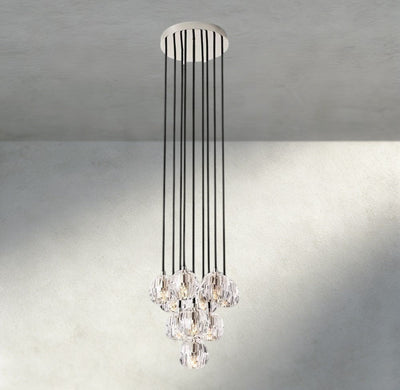 Beula De Cristal Clear/ Smoke Glass Round Cluster Chandelier 14", 19", 24", 30", 40" - cyranlighting