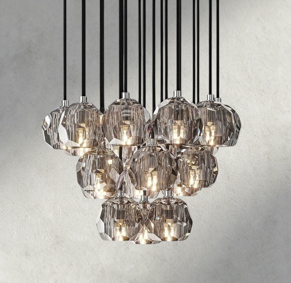 Beula De Cristal Clear/ Smoke Glass Round Cluster Chandelier 14", 19", 24", 30", 40" - cyranlighting