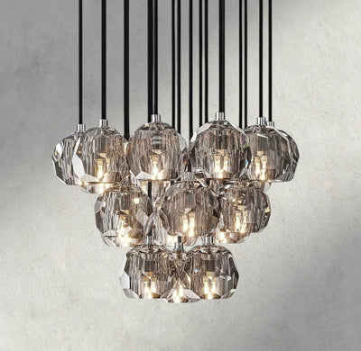Beula De Cristal Clear/ Smoke Glass Round Cluster Chandelier 14", 19", 24", 30", 40" - cyranlighting