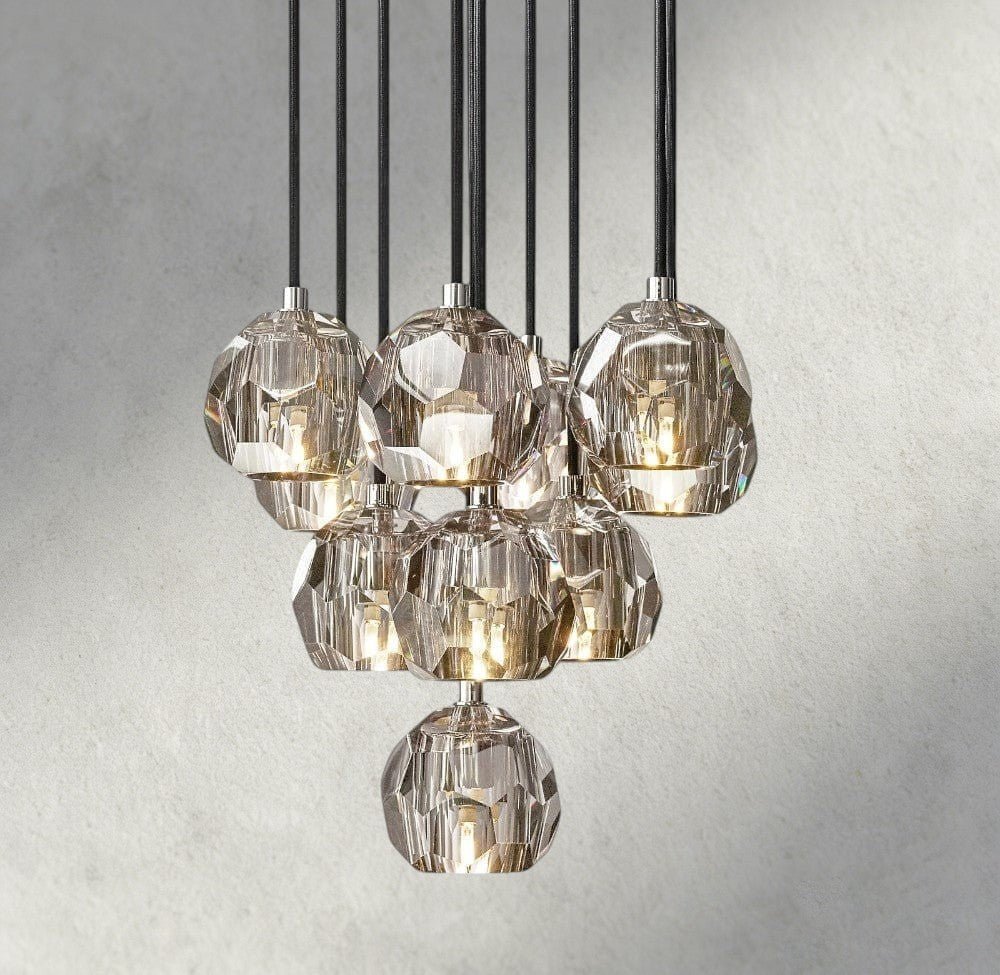 Beula De Cristal Clear/ Smoke Glass Round Cluster Chandelier 14", 19", 24", 30", 40" - cyranlighting
