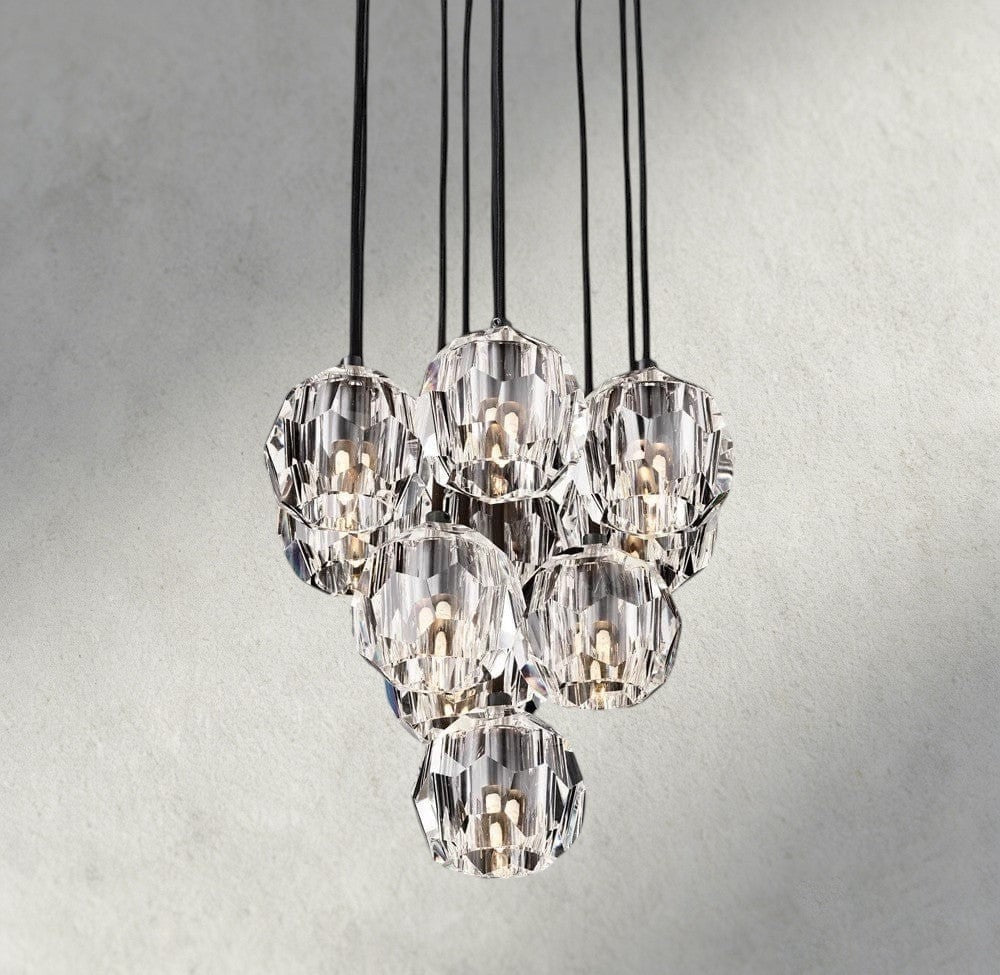 Beula De Cristal Clear/ Smoke Glass Round Cluster Chandelier 14", 19", 24", 30", 40" - cyranlighting