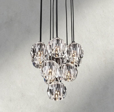 Beula De Cristal Clear/ Smoke Glass Round Cluster Chandelier 14", 19", 24", 30", 40" - cyranlighting