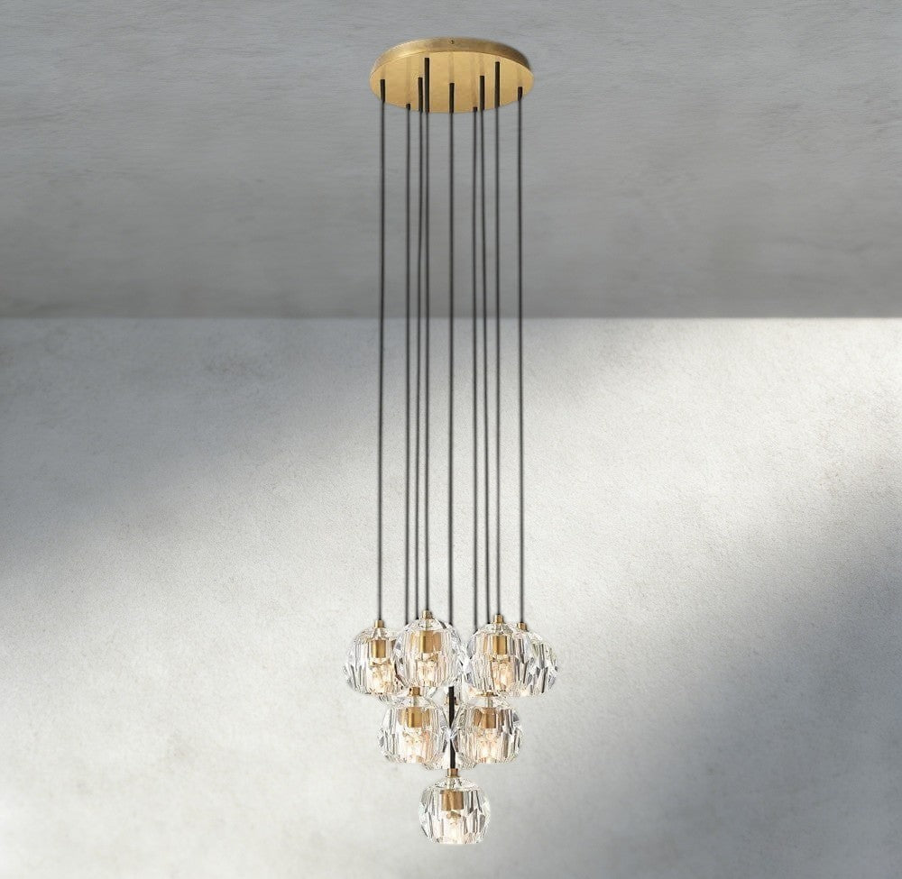 Beula De Cristal Clear/ Smoke Glass Round Cluster Chandelier 14", 19", 24", 30", 40" - cyranlighting