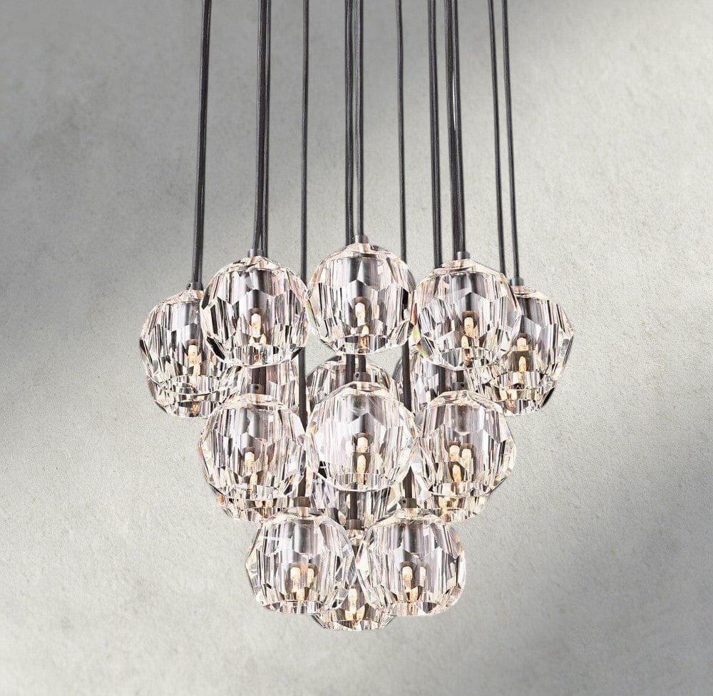 Beula De Cristal Clear/ Smoke Glass Round Cluster Chandelier 14", 19", 24", 30", 40" - cyranlighting