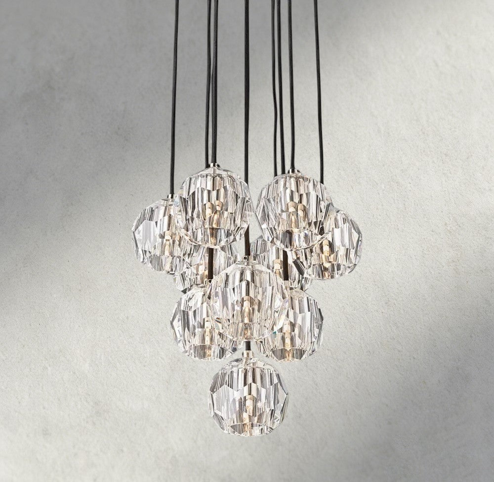 Beula De Cristal Clear/ Smoke Glass Round Cluster Chandelier 14", 19", 24", 30", 40" - cyranlighting