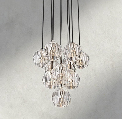 Beula De Cristal Clear/ Smoke Glass Round Cluster Chandelier 14", 19", 24", 30", 40" - cyranlighting