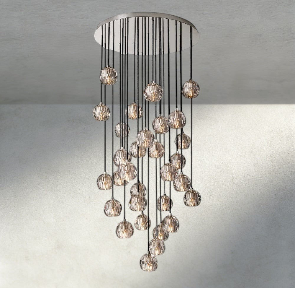 Beula De Cristal Clear/ Smoke Glass Round Cluster Chandelier 14", 19", 24", 30", 40" - cyranlighting