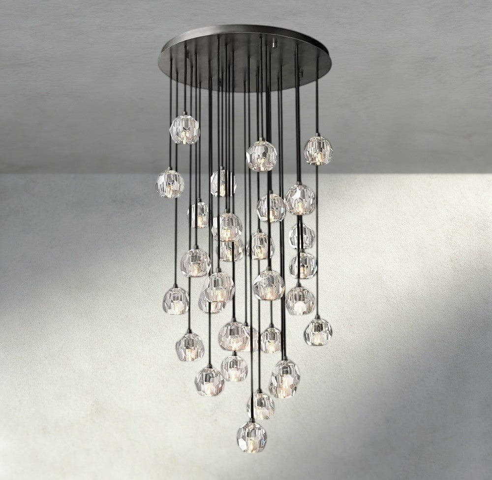 Beula De Cristal Clear/ Smoke Glass Round Cluster Chandelier 14", 19", 24", 30", 40" - cyranlighting