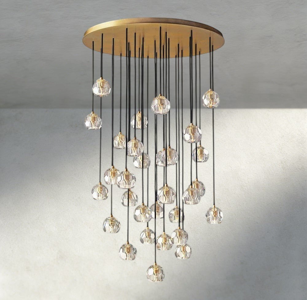 Beula De Cristal Clear/ Smoke Glass Round Cluster Chandelier 14", 19", 24", 30", 40" - cyranlighting