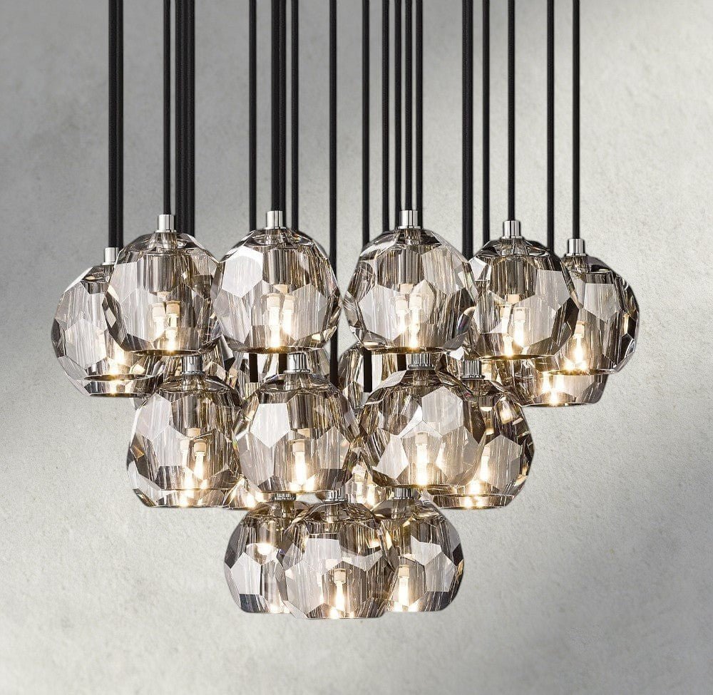 Beula De Cristal Clear/ Smoke Glass Round Cluster Chandelier 14", 19", 24", 30", 40" - cyranlighting